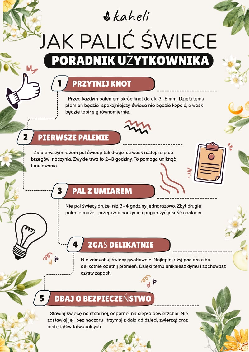 Instrukcja bezpiecznego palenia świec Kaheli